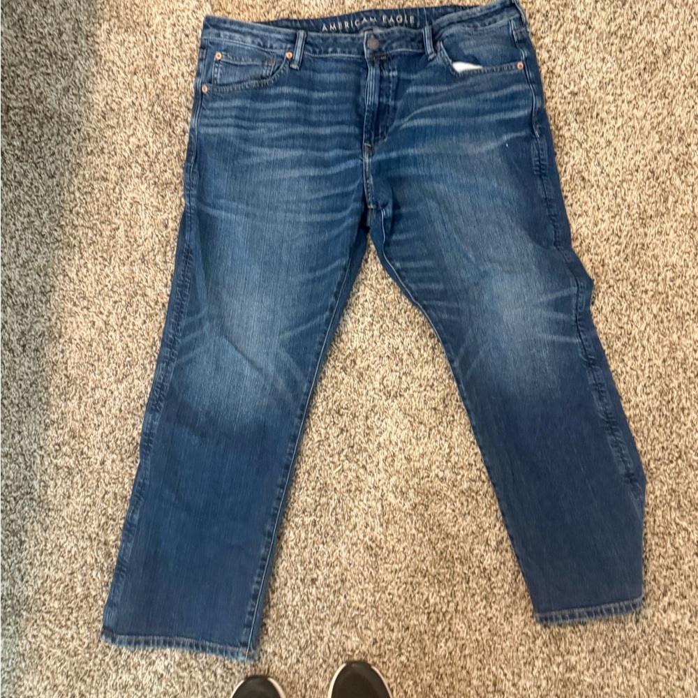 American Eagle Outfitters Men's Dark Blue Relaxed Jeans
